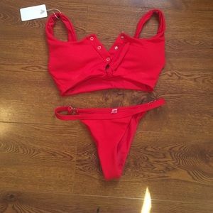 Red Tie Front Bikini